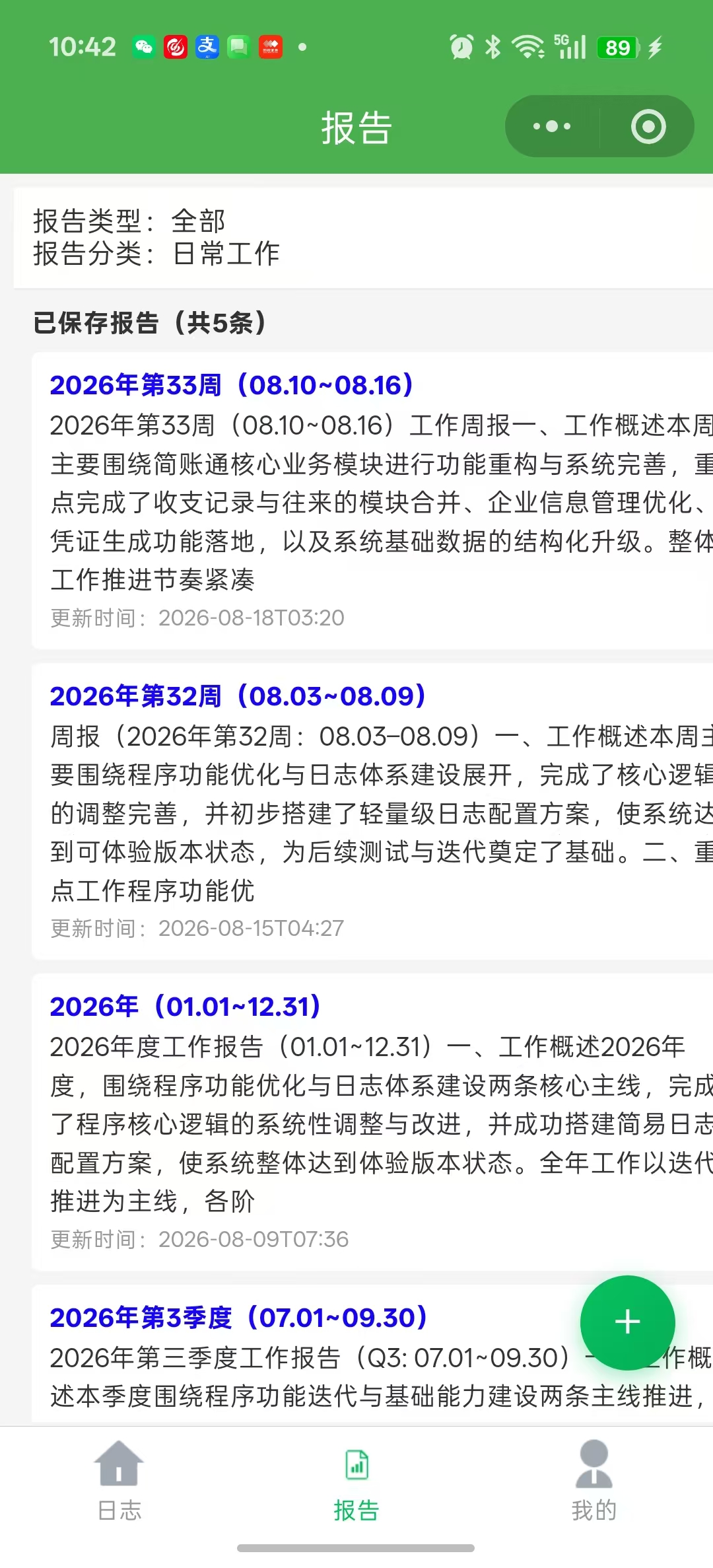 汇报列表